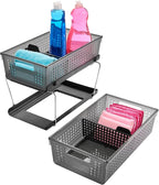 madesmart Two-Tier Under Cabinet Organizer, Sliding Drawer Storage for Cleaning Supplies & Bottles, Carbon