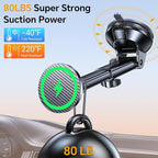 Coolpow for MagSafe Car Mount Charger【Ultra Magnet】 Magnetic Phone Holders for Your Car Charger【Windshield+Vent+Dash】 Magnetic Wireless Car Phone Holder Charger Car Mount for iPhone 17 (Carbon Fiber)