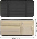 X AUTOHAUX Beige Universal Car Sun Visor Organizer Sunglasses Case Storage Pocket Hook and Loop Tape ABS PU Leather for SUV RV Truck