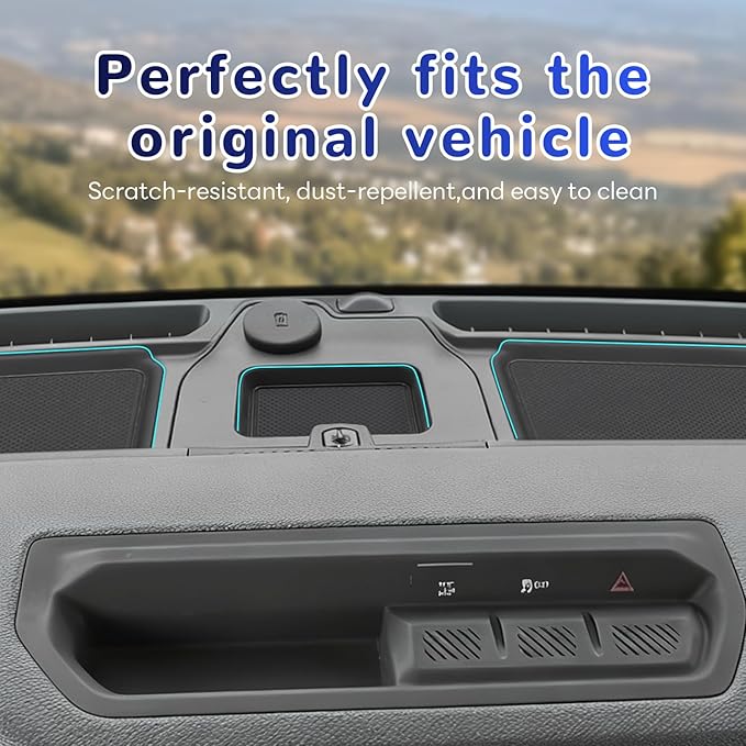 Auovo Dash Cover Tray Compatible with Ford Bronco Accessories 2024 2025 2026 Bronco Anti-Slip Silicone Car Dashboard Compartm