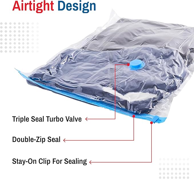10-Pack Variety Vacuum Storage Bags for Comforters, Blankets & Clothes – Vacuum Sealed Compression Bags with Hand Pump – Spac