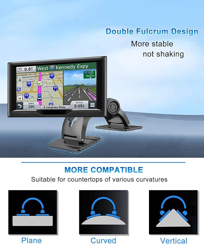 GPS Holder for Car Dashboard, Dual Adhesive Base GPS Mount for Any Surface, 360° Rotation GPS Car Holder for Garmin Nuvi Dezl Drive Drivesmart Zumo Driveassist DriveLuxe StreetPilot RV