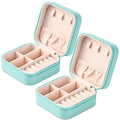 Neveika Portable Travel Mini Jewelry Box Leather Jewellery Ring Organizer Case Storage Gift Box Girls Women (bluex2).