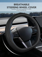 Custom Fit for Tesla Steering Wheel Cover Model 3 (2017-2026) & Model Y (2020-2026), Leather Designed for Tesla Highland/Juni