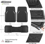 CAR PASS Heavy Duty Rubber Floor Mats for Car, Waterproof Liner Deep Dish Car Mats Full Sets, Universal Trim to Fit for SUV Truck Sedans Vans, All Weather Automotive Floor Mats 3pcs, Black and Gray