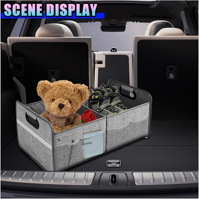 Car Trunk Organizer, Waterproof Large Capacity 600D Oxford Fabric Auto Trunk Storage Container with Pockets,