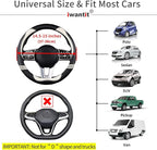 Iwantit® Cute Steering Wheel Cover for Women, Pu Leather with Anti-Slip Rubber Ring, Steering Wheel Protector for Men, Univer
