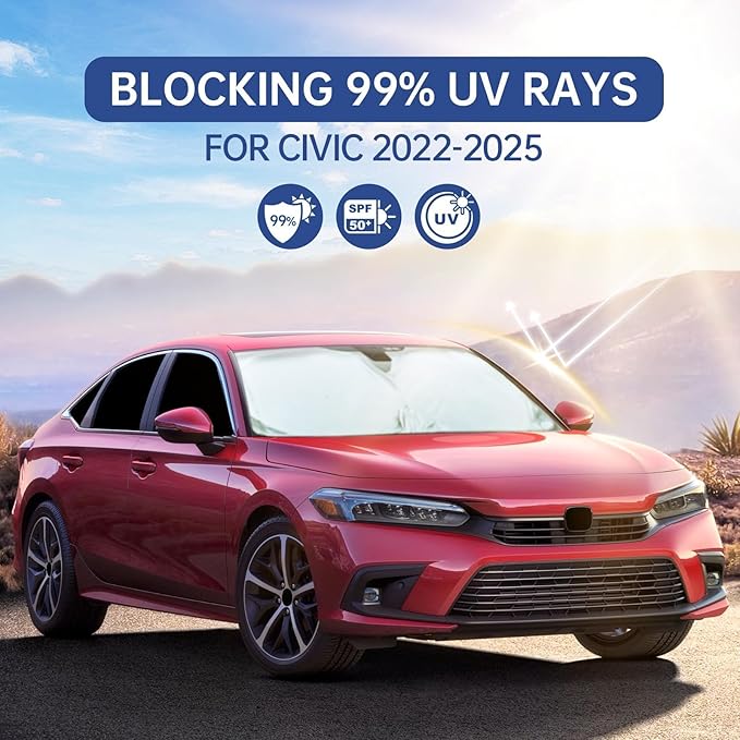 8pcs Car Window Shades for Honda Civic 2022 2023 2024 2025, Full Car Window Covers for Privacy, Sunshades for Civic Front Rear Windshield Side Windows to Block UV and Protect Privacy