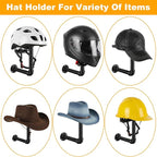 Cowboy Hat Rack -2 Pack Black Metal Pipe & Brown Wood Wall-Mounted Hat & Wig Holder, Hanging Motorcycle Helmet Holder Rack, R