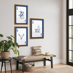 Western Wall Art Set of 3, Blue Cowboy Wall Decor Trendy Southwestern Playing Card Longhorn Bull Skull Poster Canvas Aestheti