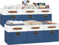 13x13 Storage Cubes 6-Pack, Large Foldable Fabric Cube Storage Bin with Reinforced Bottom and Labels, Organizer Baskets for S