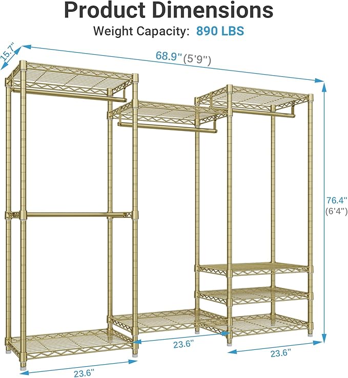 VIPEK V5 Portable Closet Wardrobe Heavy Duty Clothes Rack, Freestanding Metal Clothing Racks Custom Closet Racks with 8 Adjus