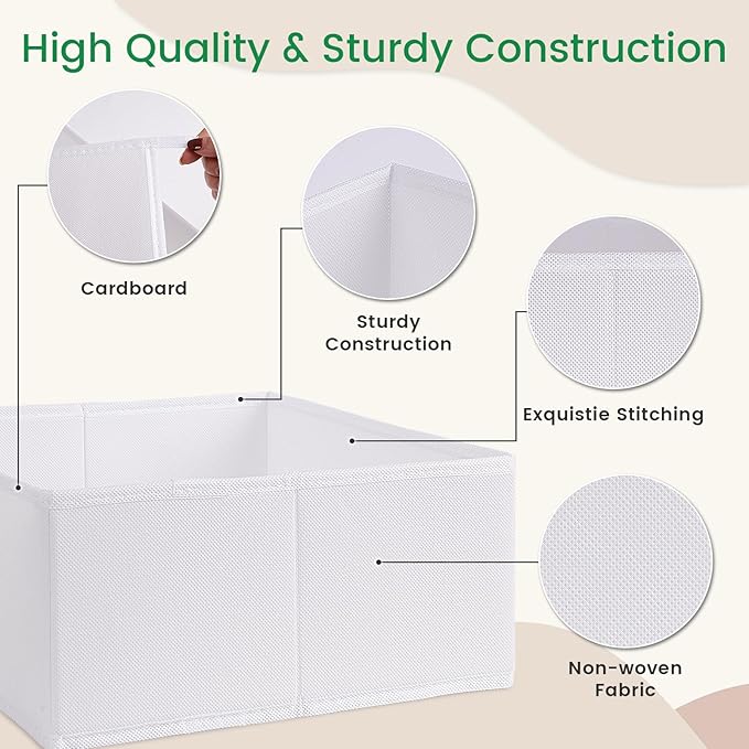 Criusia 16 Pack Underwear Drawer Organizer, Drawer Organizer Clothes, Foldable Cloth Storage Box Closet Dresser Drawer Divide