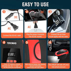 TEROMAS Tire Inflator Portable Air Compressor, Air Pump DC/AC for Car Tires 12V DC and Other Inflatables at Home 110V AC, Digital Electric Tire Pump with Pressure Gauge(Red)