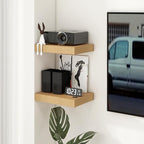 12 Inch Deep Floating Shelves | 16 Inch Oak Floating Shelves Set of 2 | 16W x 12D Rustic Shelves for Wall | Deep Wood Shelves