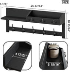 AMBIRD Wall Hooks with Shelf, 26.57 Inch Entryway Wood Coat Hooks for Wall, Coat Rack Wall Mount Rack with 5 Dual Hooks 3 Key