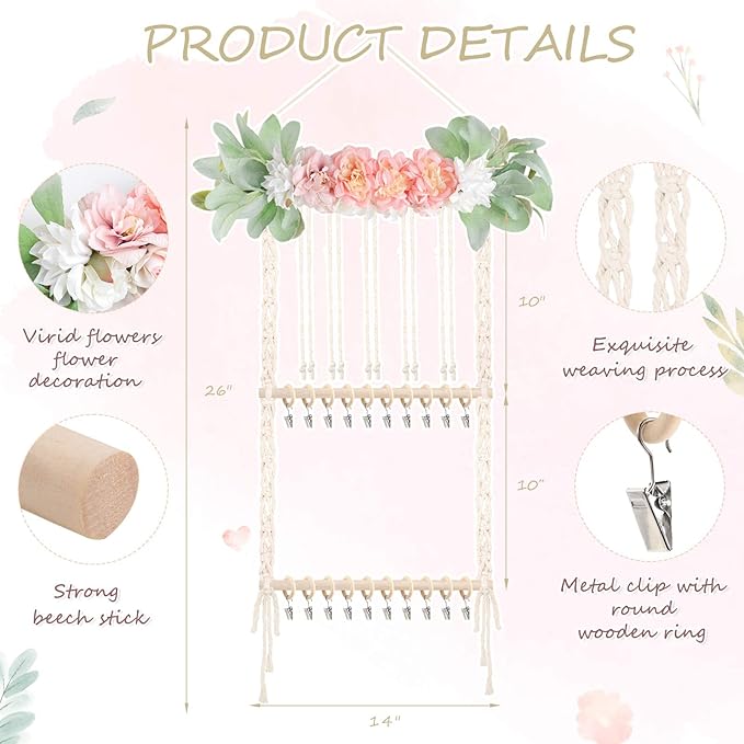 POVETIRE Headband Holder - Hair Bows Organizer & Display Storage Wall Hanging Decor for Baby Nursery & Toddler Girls Room