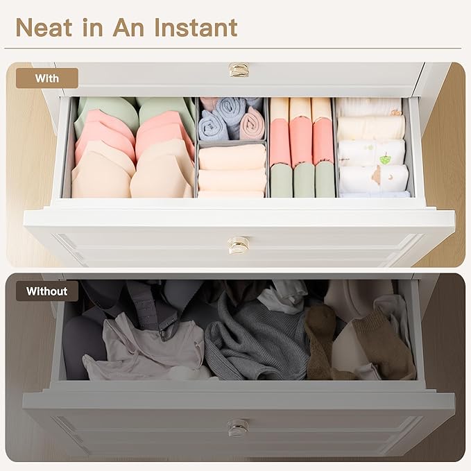 Criusia Drawer Organizer Clothes, 14 Pack Dresser Organizer for Baby Clothes, Underwear, Sock- Foldable Closet Organization a