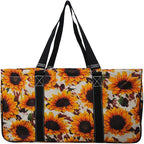 NGIL Extra Large Utility Tote Reusable Grocery Bag Oversized Collapsible for Groceries, Storage, Picnic, Beach (Sunflower W/Cow-black)