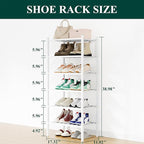 Smiry Shoe Rack, 6 Tier Small Bamboo Shoe Organizer, Stackable Free Standing Wooden Shoe Storage Shelf for Closet, Entryway, 