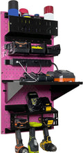 Wall Control Power Tool Storage Organizer Kit Cordless Drill Holder Charging Station Rack 16” x 32” Metal Pegboard Organizati