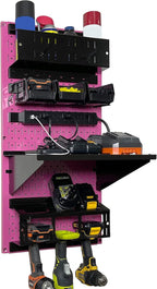 Wall Control Power Tool Storage Organizer Kit Cordless Drill Holder Charging Station Rack 16” x 32” Metal Pegboard Organizati
