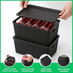 6 Pack Plastic Storage Baskets With Lids,Black Breathable Stackable Storage Bins,Small Storage Containers,for Organizing Stor