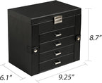 Frebeauty 5-layer Jewelry Box,Faux Leather Jewelry Organizer with 4 Drawers,Jewelry Organizers and Storage with Mirror,Jewelr