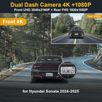 Fitcamx Front 4K+Rear 1080P Dash Cam Adapts for Hyundai Sonata 2024 2025 & Hybrid (Part No#L1600), OEM Factory Style, Dual HD