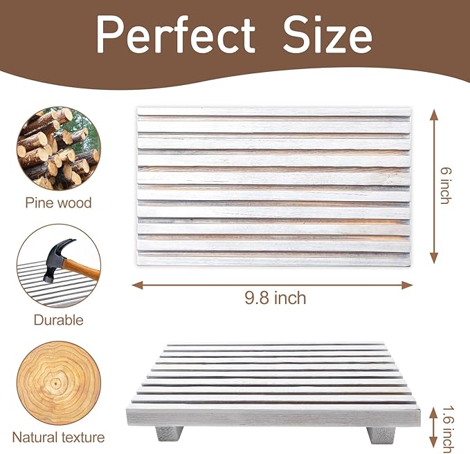Wood Pedestal Stand for Bathroom Tray Kitchen Counter Decor Bathroom Sink Accessories Decorative Wooden Risers for Kitchen So