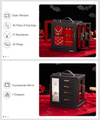 Homde Jewelry Box 360° Rotating, Necklace Earring Organizer with Transparent Window, Mirror, 7 Drawers, Large Ring Display St