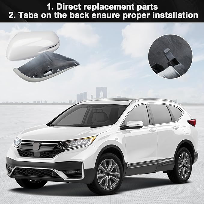 Mirror Cover Cap Compatible with Honda CR-V 2017-2022/ HRV 2016-2022, Door Side Rearview Mirror Guard Cover Trim with Turn Signal Cut-Outs, NH-603P White Diamond Pearl