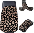 Sunglasses Holder for Car Visor, PU Leather Glasses Clip Organizer, Cute Magnetic Eyeglass Holder for Vehicle Sun Visor, Car Interior Accessory for Women & Men Brown Leopard Spots