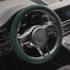 Suede Steering Wheel Cover with Upgraded Silicone Inner Ring, Breathable, Anti-Slip, Leather Universal 14.5 to 15 Inch Steeri