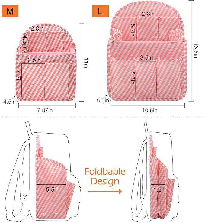 Surblue Backpack Organizer Insert Liner Hanging Travel Rucksack Purse and Handbag Insert Pocket, High-capacity Divider Foldab
