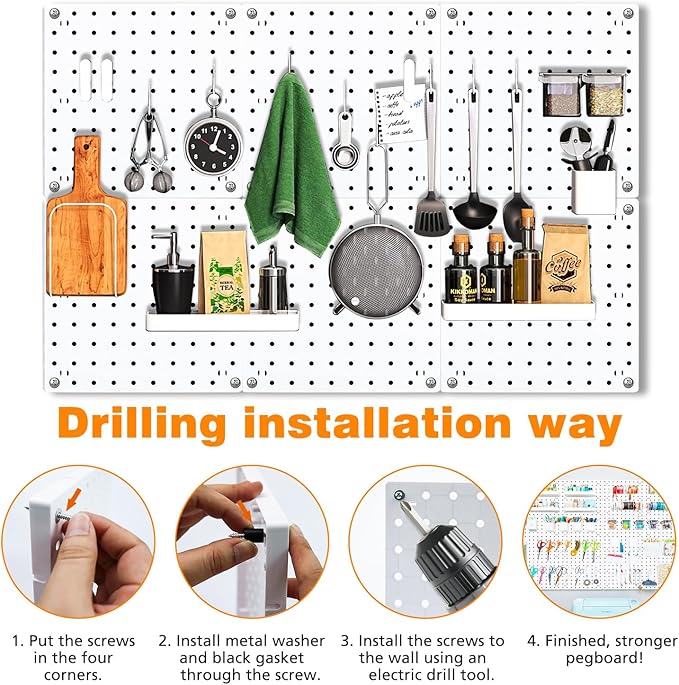 6Pcs Pegboard, Peg Board, Pegboard Wall Organizer, Mount Display Pegboard Kits fit Pegboard Storage, Small Pegboard for Craft