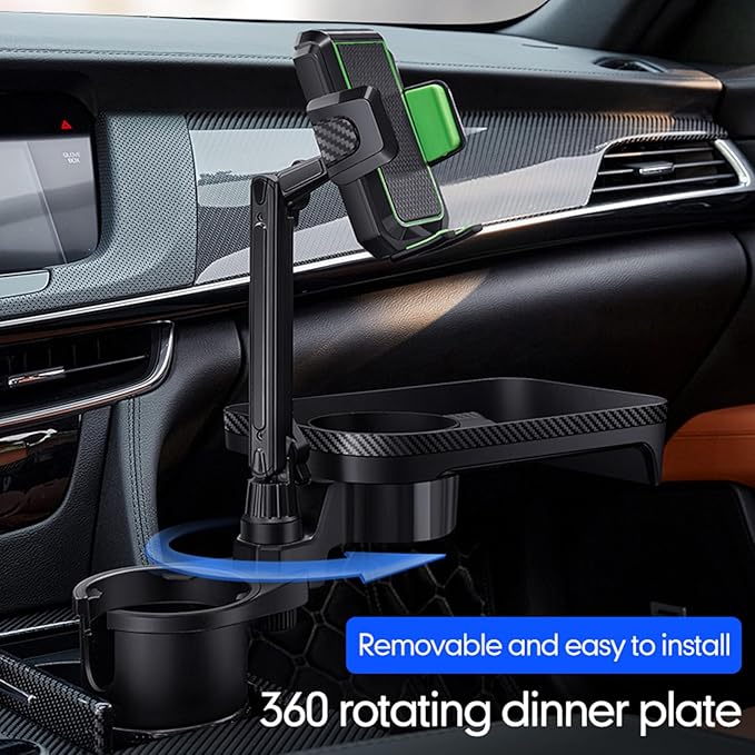 Car Cup Holder Multifunctional Cup Holder Expander with ° Rotation Tray Mobile Phone Holder Adjustable Base to Front Back Sea