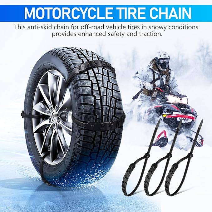 OUNONA Motorcycle Tire Chains 20 Pcs Universal Anti-Slip Snow Chains Snow Cable for Motor Bike Tires for Winter Ice Traction 