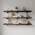 Industrial Pipe Wall Wood Shelves,Real Wooden Shelves 48" in Walnut Color with 1.2" Extra Thick, Modern Floating Shevles Book