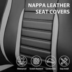 CAR PASS Nappa Leather Car Seat Covers Full Set, Luxury Seat Protector for Cars, Waterproof Anti-Slip Seat Cushion Armrest Co