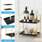 FSyueyun 2-Tier Bathroom Countertop Organizer, Tool-Less Installation Premium Plastics Makeup Shelf Organizer Perfume Skincar