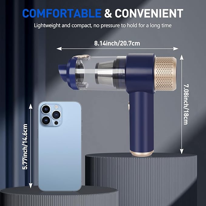 Sweetone Car Vacuum Portable Cordless, 15000 Pa Vacuum Cleaner and Air Duster, Handheld Car Vacuum Cleaner with Led Light and