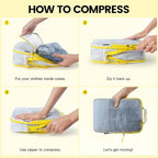 PFEYRPK Lightweight Compression Packing Cubes for Suitcases, Compressible Expandable Travel Packing Organizer with Clear Toil