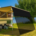 RV Awning Shade Screen with Zipper 9' x 13'3'', 600D Oxford Top + Mesh Bottom, RV Sun Shade Screen for Awning, RV Shade Complete Kits for Trailer Camper