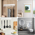 2 Pack Key Holder Wall Mount, Wall Mount Key Holder, Key Hooks Hanging Keys, Key Hanger with 8 Hooks, No-Drill Decorative Whi
