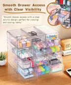VZKAH Clear Acrylic Organizer with Drawers | 15-Drawer Desktop Unit | Makeup & Desk Organization and Storage Box for Office, 