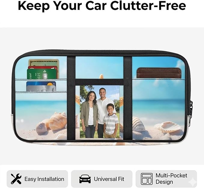 Funny Starfish Car Sun Visor Organizer with Card Holder Car Visor Organizer Fashion Cars Accessories Easy to Store Universal for SUV Truck Van