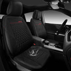 CAR PASS Quilting Faux Leather Seat Covers Full Set, Waterproof Deluxe Premium Seat Cover with 5mm Composite Sponge Inside, A