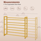 FAVOOSTY 4-Tier Expandable Shoe Rack, Adjustable Shoe Shelf Storage Organizer Space Saving Metal Free Standing Shoe Rack for 
