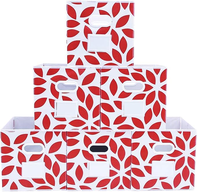 MAX Houser Fabric Storage Bins Cubes Baskets Containers with Dual Plastic Handles for Home Closet Bedroom Drawers Organizers,